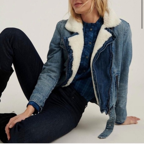 Lucky Brand Jackets & Blazers - Lucky brand Jean moto Sherpa jacket size xs